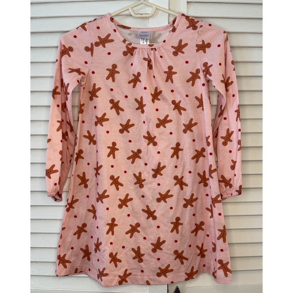 Hanna Andersson Size 130 7/8‎ Pink Gingerbread Nightgown
